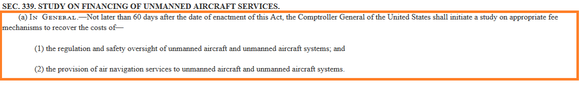 Additional Fee on Drone pilots in the 2018 FAA reauthorization Bill