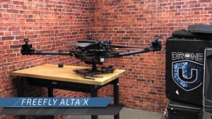 free fly alta x without a gimbal on a table at Drone U Flight School